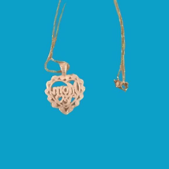 Vintage 925 Sterling Silver Diamond Cut Heart Necklace - Picture 4 of 4